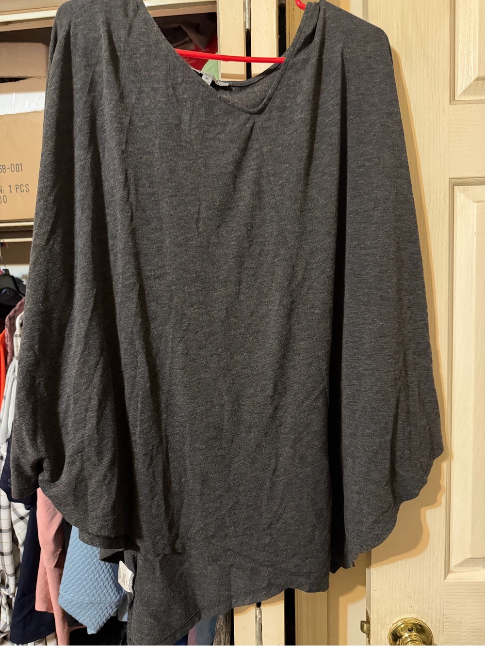 Olivia Sky Charcoal Gray Long Sleeve Poncho